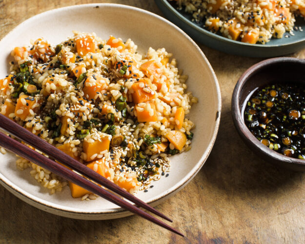 Spike Thanksgiving sweet potatoes with  Korean flavors